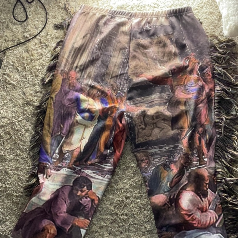 Artistic Print Wide Leg Pants